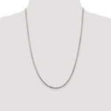 Sterling Silver Rhodium-plated 2.5mm Diamond-cut Rope Chain-WBC-QDC055R-24