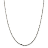 Sterling Silver Rhodium-plated 2.5mm Diamond-cut Rope Chain-WBC-QDC055R-30