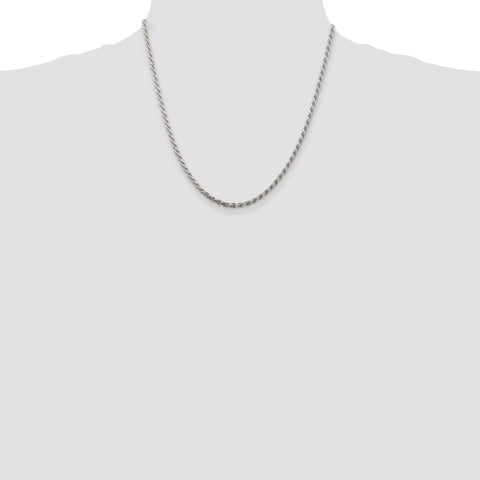 Sterling Silver 2.75mm Diamond-cut Rope Chain-WBC-QDC060-20