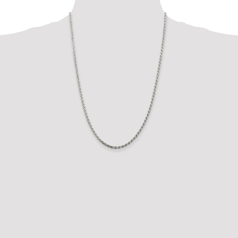 Sterling Silver 2.75mm Diamond-cut Rope Chain-WBC-QDC060-24