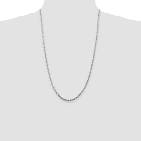 Sterling Silver 2.75mm Diamond-cut Rope Chain-WBC-QDC060-26