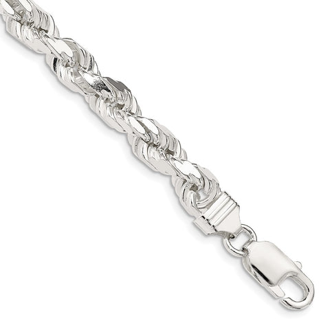 Sterling Silver 7mm Diamond-cut Rope Chain-WBC-QDC140-9