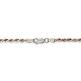 Sterling Silver And Rose Vermeil 2.5mm Diamond-cut Rope Chain-WBC-QDCR060-8
