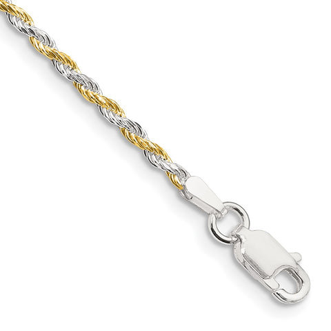 Sterling Silver And Vermeil 1.85mm Diamond-cut Rope Chain-WBC-QDCY040-8