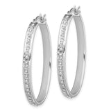 Sterling Silver Diamond Mystique Oval Hoop Earrings-WBC-QDF110