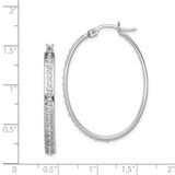 Sterling Silver Diamond Mystique Oval Hoop Earrings-WBC-QDF110