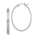 Sterling Silver Diamond Mystique Oval Hoop Earrings-WBC-QDF110