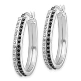 Sterling Silver Diamond Mystique Black/White Dia Hinged Hoop Earrings-WBC-QDF143