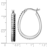 Sterling Silver Diamond Mystique Black/White Dia Hinged Hoop Earrings-WBC-QDF143