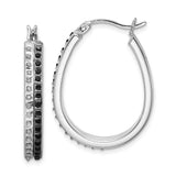 Sterling Silver Diamond Mystique Black/White Dia Hinged Hoop Earrings-WBC-QDF143