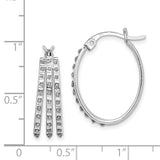 Sterling Silver Diamond Mystique Oval Hoop Earrings-WBC-QDF171