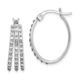 Sterling Silver Diamond Mystique Oval Hoop Earrings-WBC-QDF171