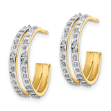 Sterling Silver 18k Gold-Plated Diamond Mystique Post Hoop Earrings-WBC-QDF185