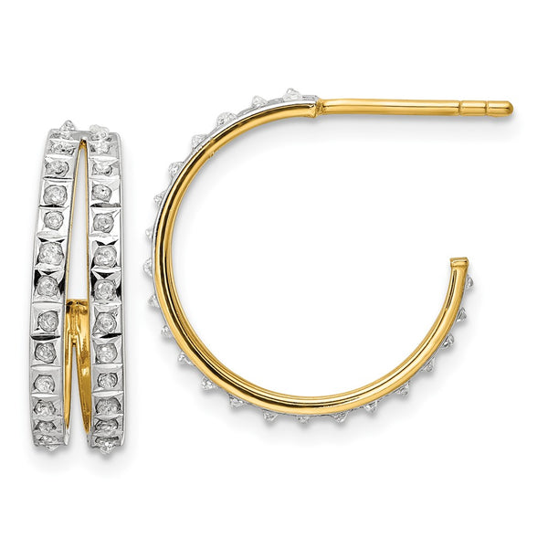 Sterling Silver 18k Gold-Plated Diamond Mystique Post Hoop Earrings-WBC-QDF185