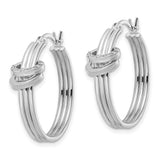Sterling Silver Platinum-Plated Diamond Mystique Fancy Hoop Earrings-WBC-QDF189