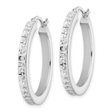Sterling Silver Platinum-Plated Diamond Mystique Hoop Earrings-WBC-QDF190