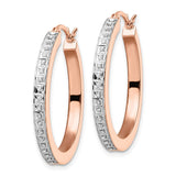 Sterling Silver 18k Rose Gold-Plated Diamond Mystique Hoop Earrings-WBC-QDF192