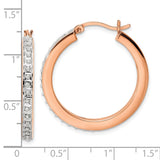 Sterling Silver 18k Rose Gold-Plated Diamond Mystique Hoop Earrings-WBC-QDF192