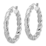 Sterling Silver Platinum-Plated Diamond Mystique Twisted Hoop Earrings-WBC-QDF193