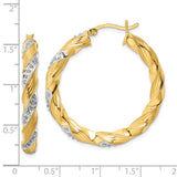 Sterling Silver 18k Gold-Plated Diamond Mystique Twisted Hoop Earrings-WBC-QDF194