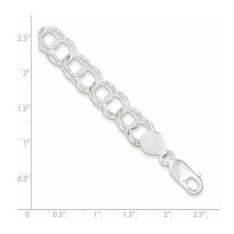 Sterling Silver 10.5mm Double Link Charm Bracelet-WBC-QDH120-7