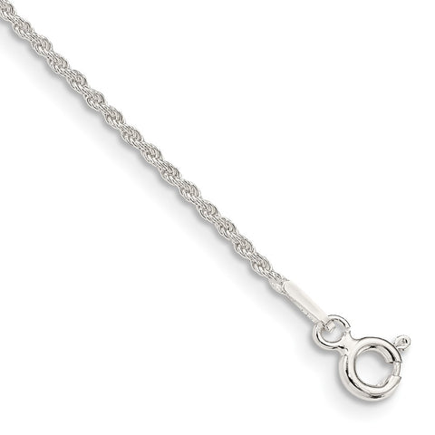 Sterling Silver 1.3mm Solid Rope Chain Anklet-WBC-QDR025-9
