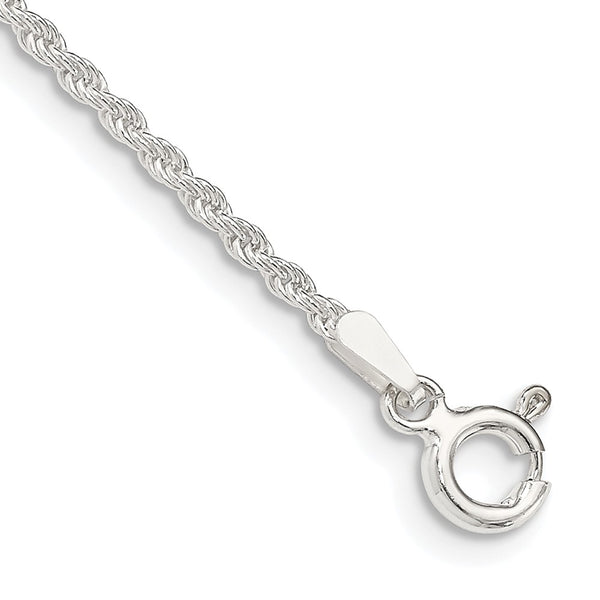 Sterling Silver 1.8mm Solid Rope Chain Anklet-WBC-QDR035-10