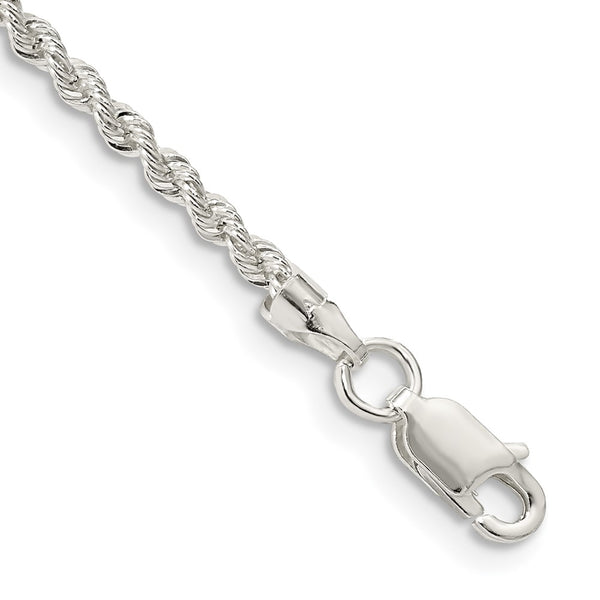 Sterling Silver 2.3mm Solid Rope Chain Anklet-WBC-QDR040-9