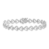 Sterling Silver Rhodium-plated Diam. Heart Bracelet-WBC-QDX1018