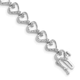 Sterling Silver Rhodium-plated Diam. Heart Bracelet-WBC-QDX1018