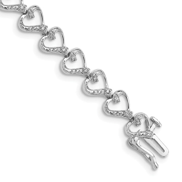 Sterling Silver Rhodium-plated Diam. Heart Bracelet-WBC-QDX1018