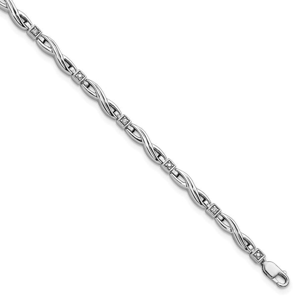 Sterling Silver Rhodium-plated Diam. Bracelet-WBC-QDX1033