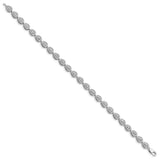 Sterling Silver Rhodium Plated Diamond Teardrop Link Bracelet-WBC-QDX1040