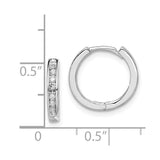 Sterling Silver Rhodium Diam. Huggie Earrings-WBC-QDX124