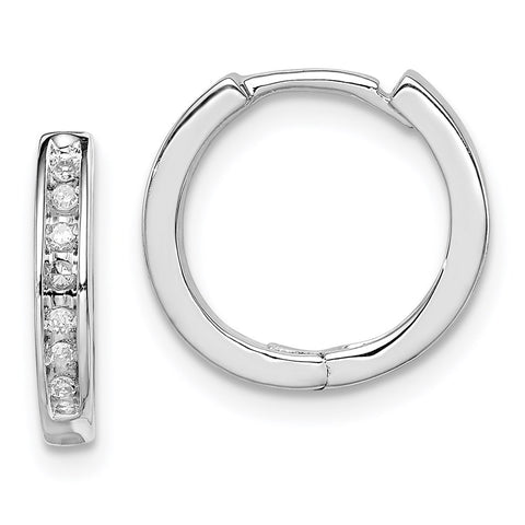 Sterling Silver Rhodium Diam. Huggie Earrings-WBC-QDX124