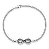 Sterling Silver Rhod 0.1ct. Blk/Wht Dia. Rvsble Infinty w/.5in ext. Bracele-WBC-QDX1252