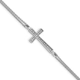 Sterling Silver Rhod 0.1ct. Blk & Wht Dia. Rvsble Cross 2 Strand Bracelet-WBC-QDX1253