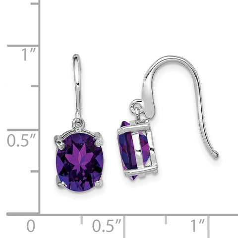 Sterling Silver Rhodium Amethyst Wire Earrings-WBC-QDX432