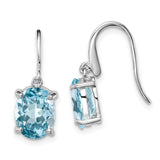 Sterling Silver Rhodium Light Swiss Blue Topaz Wire Earrings-WBC-QDX575