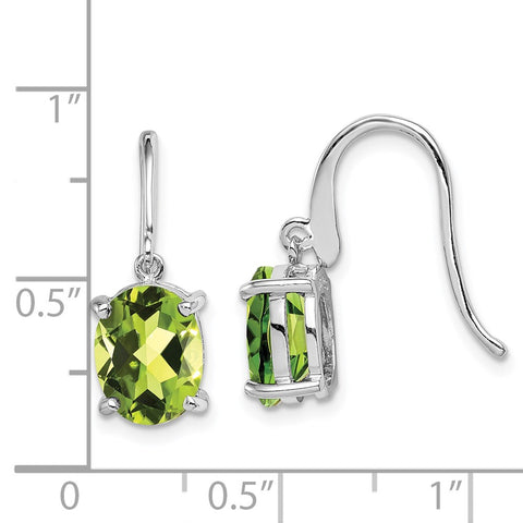 Sterling Silver Rhodium Peridot Wire Earrings-WBC-QDX846