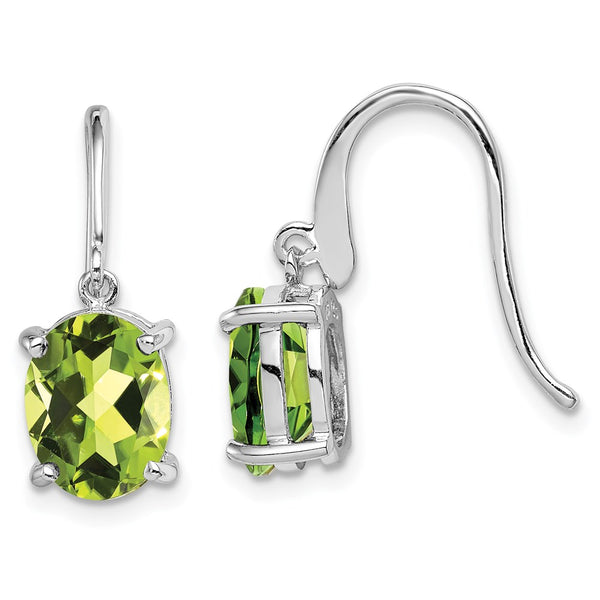 Sterling Silver Rhodium Peridot Wire Earrings-WBC-QDX846