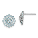 Sterling Silver Rhodium Plated Aquamarine Round Post Earrings-WBC-QE10003AQ