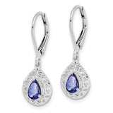 Sterling Silver Rhodium-plated Tanzanite Lever Back Earrings-WBC-QE10017TZ