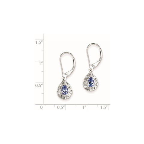 Sterling Silver Rhodium-plated Tanzanite Lever Back Earrings-WBC-QE10017TZ