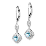 Sterling Silver Rhodium-plated Aquamarine Lever Back Earrings-WBC-QE10019AQ