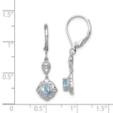 Sterling Silver Rhodium-plated Aquamarine Lever Back Earrings-WBC-QE10019AQ