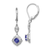 Sterling Silver Rhodium-plated Tanzanite Lever Back Earrings-WBC-QE10020TZ