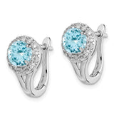 Sterling Silver Rhodium Wht Topaz & Lght Swiss Blue Topaz Hngd Earrings-WBC-QE10062BT