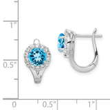 Sterling Silver Rhodium Wht Topaz & Lght Swiss Blue Topaz Hngd Earrings-WBC-QE10062BT