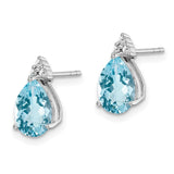 Sterling Silver Rhodium Diamond & Light Swiss Blue Topaz Post Earrings-WBC-QE10072BT